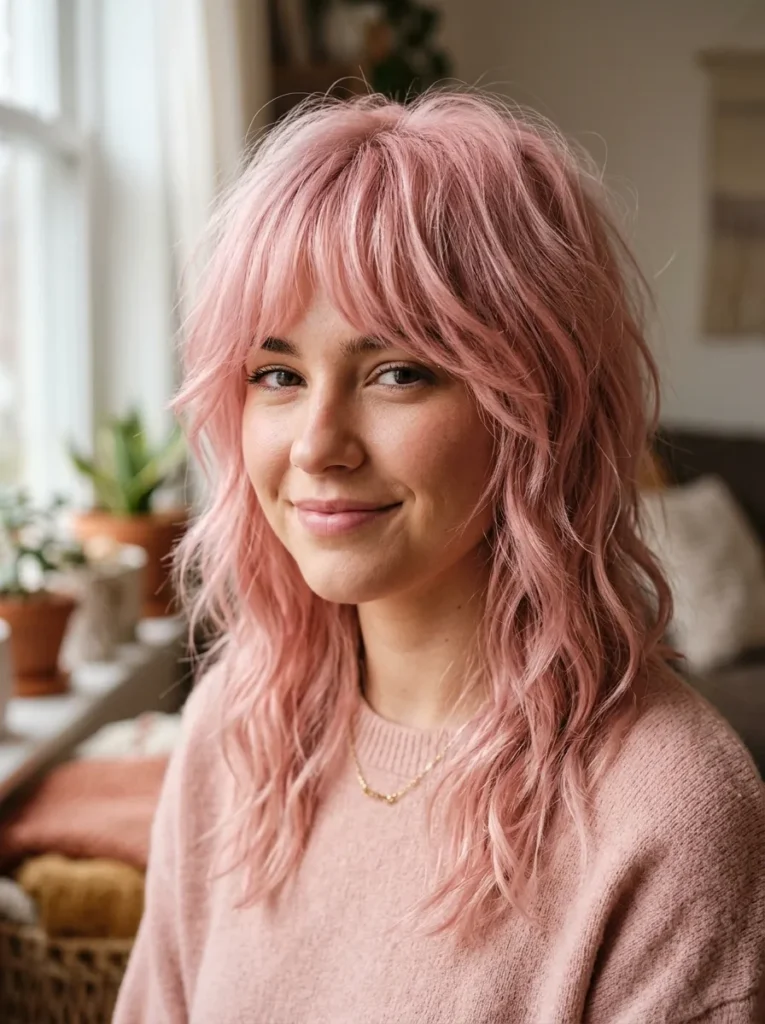 Pastel Pink Wolf Cut