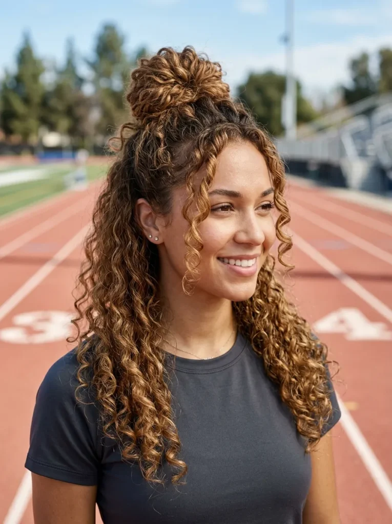 Protective Curly Half Bun
