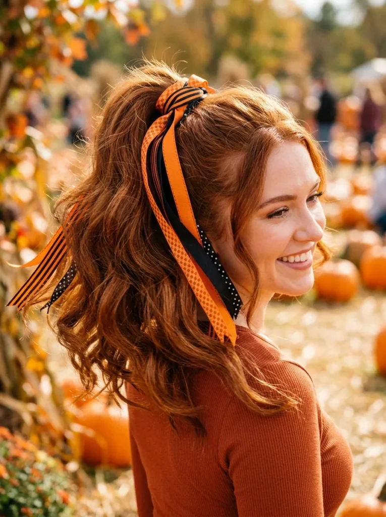Pumpkin Ribbon Ponytail
