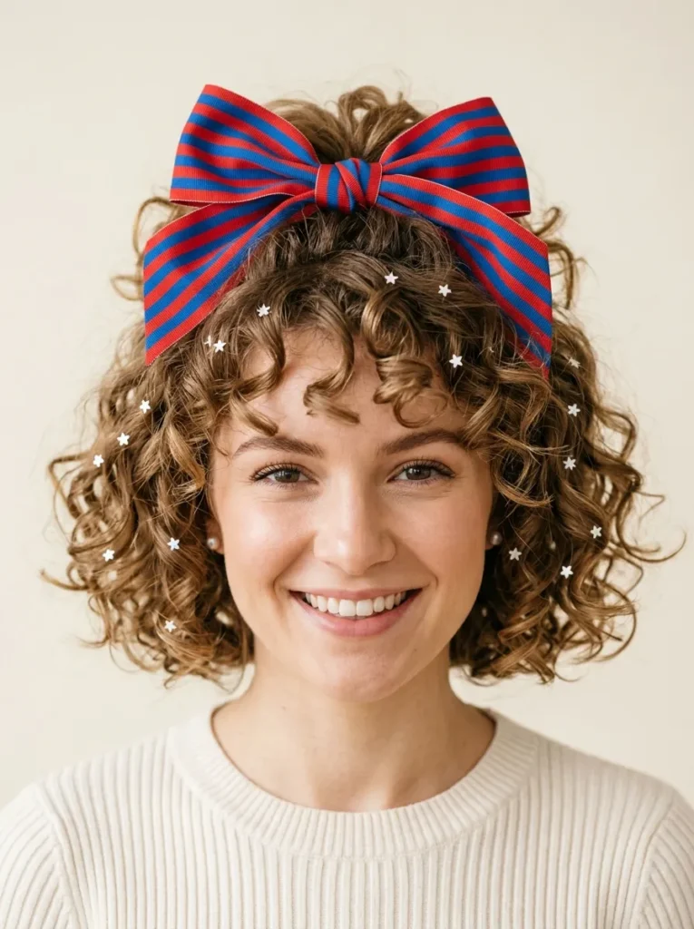 Red Blue Bow Curls