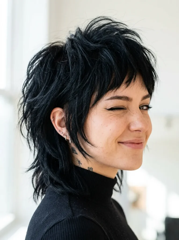 Short Black Wolf Cut