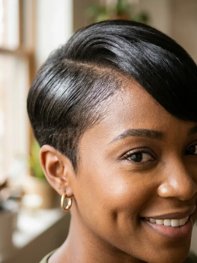 Short Silk Pressed Pixie