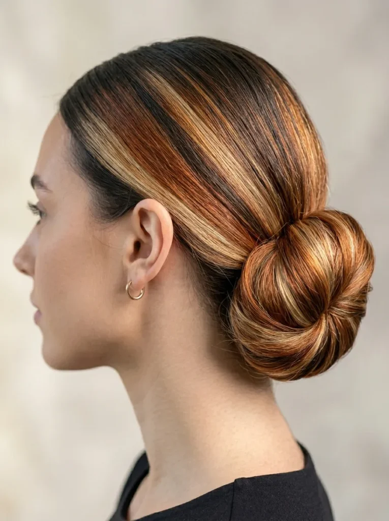 Sleek Calico Low Bun