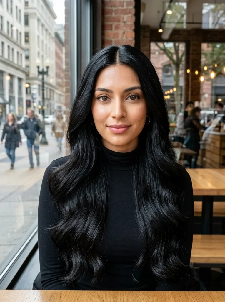 Sleek Middle Part Waves