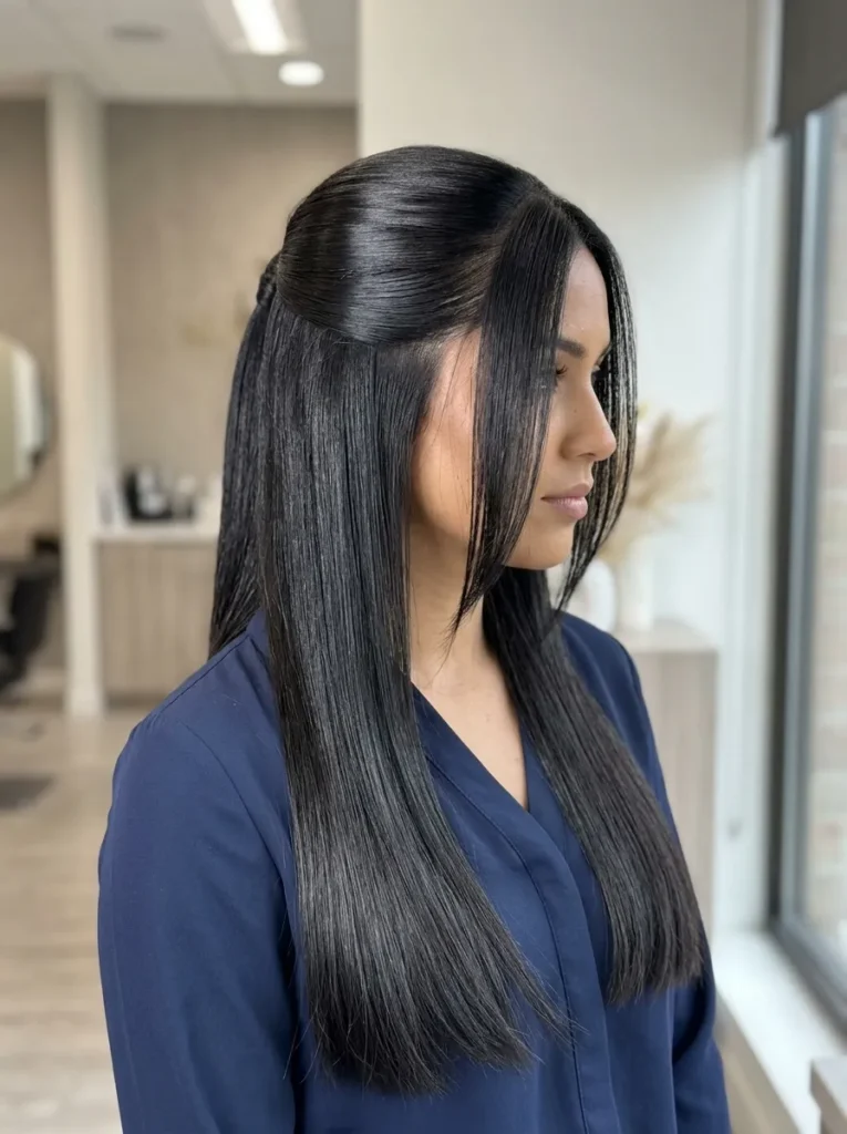 Sleek Straight Half Up