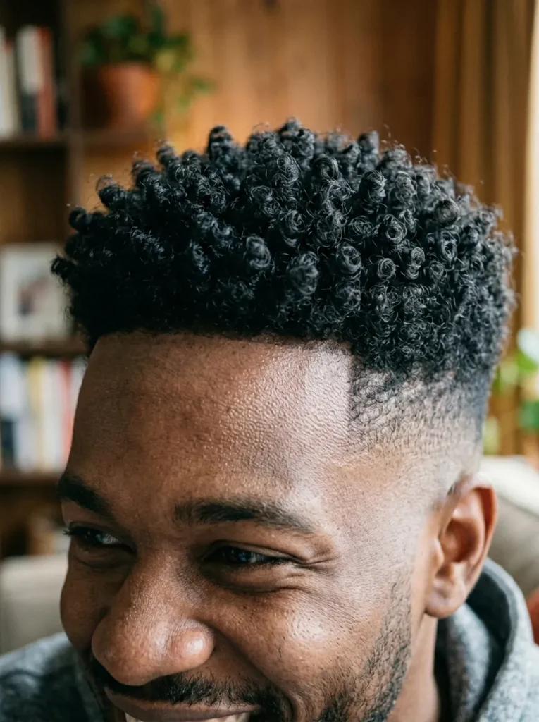 Sponge Curl Afro Fade