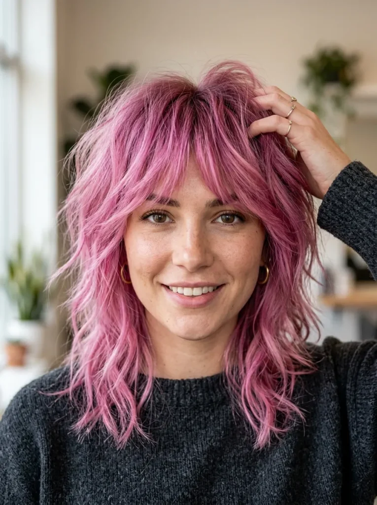 Textured Pink Wolf Cut