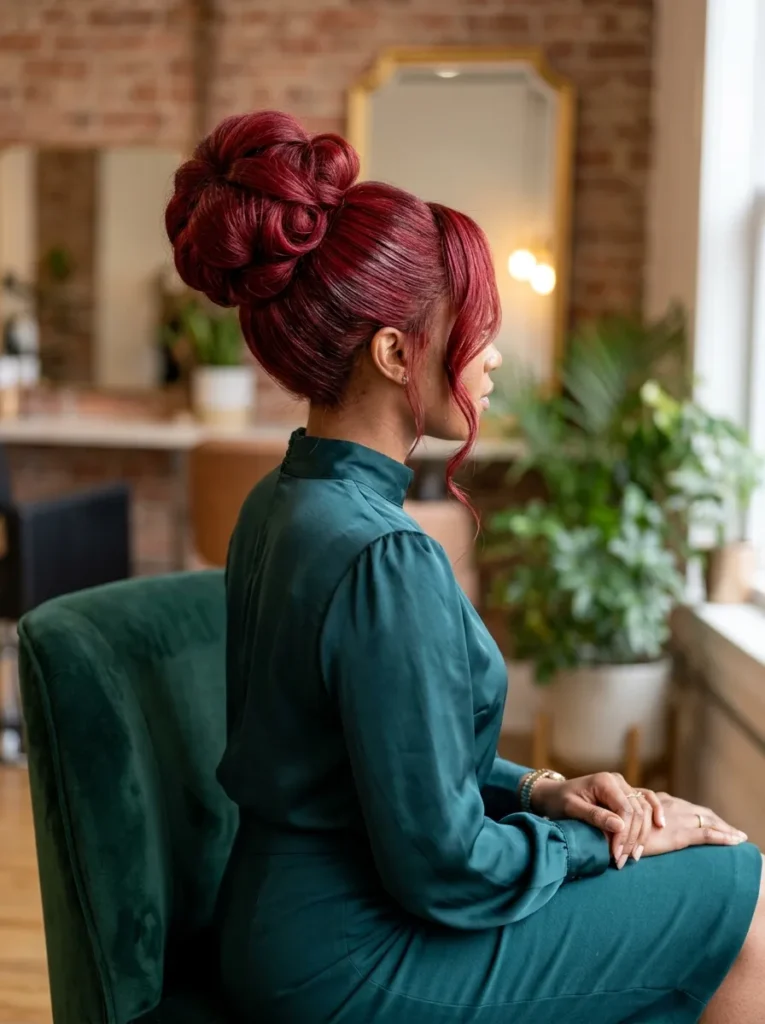 Voluminous Bun Red Weave
