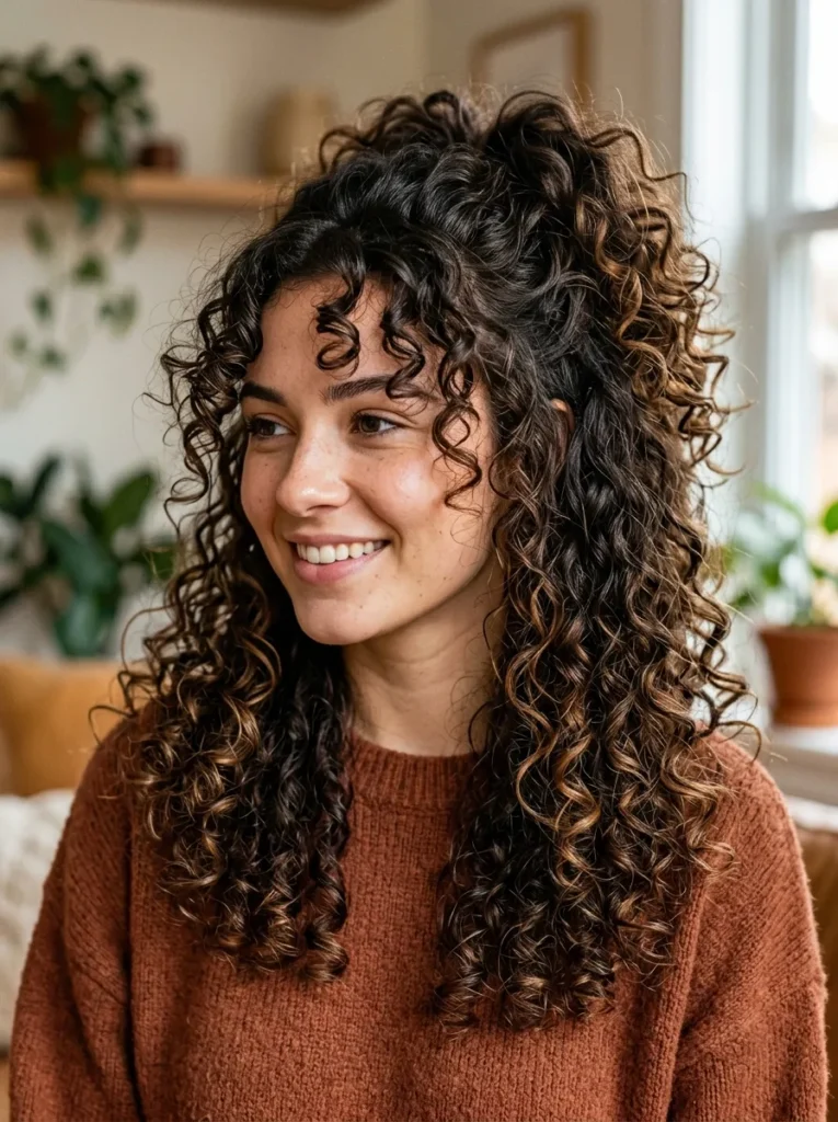 Voluminous Curly Half Up