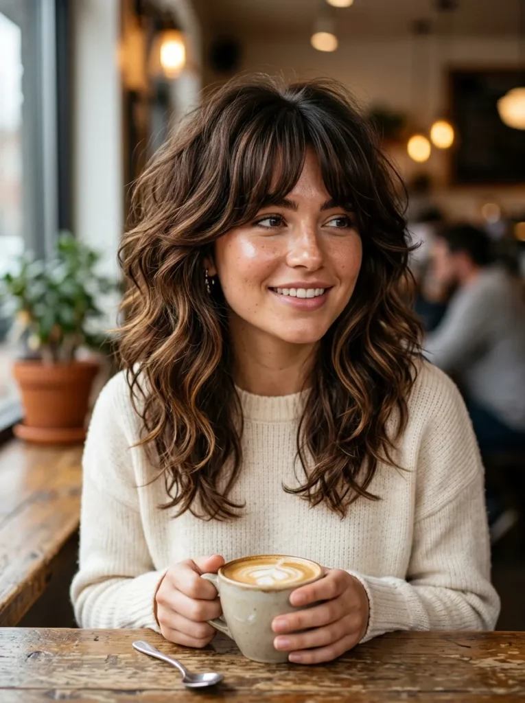 Voluminous Curtain Bang Wolf Cut