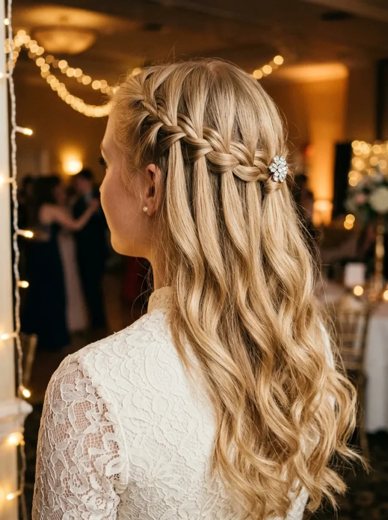 Waterfall Braid Half Up