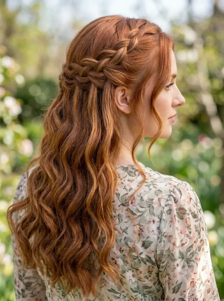 Waterfall Braid Half Up