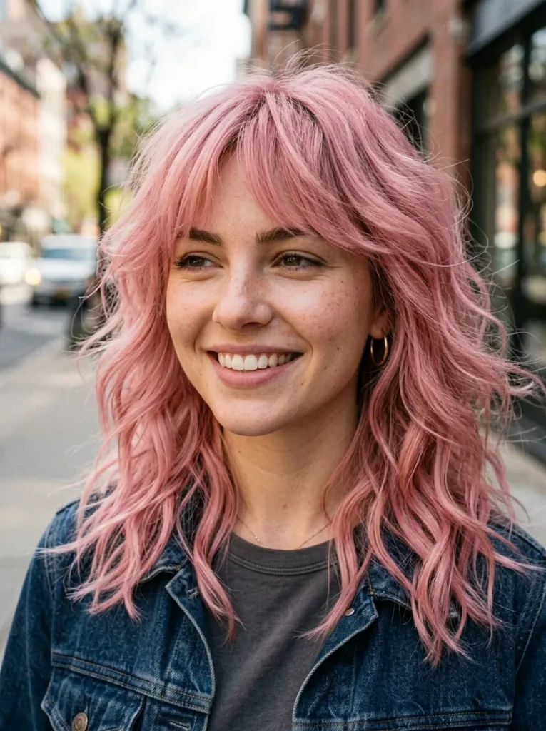 Wavy Pink Wolf Cut