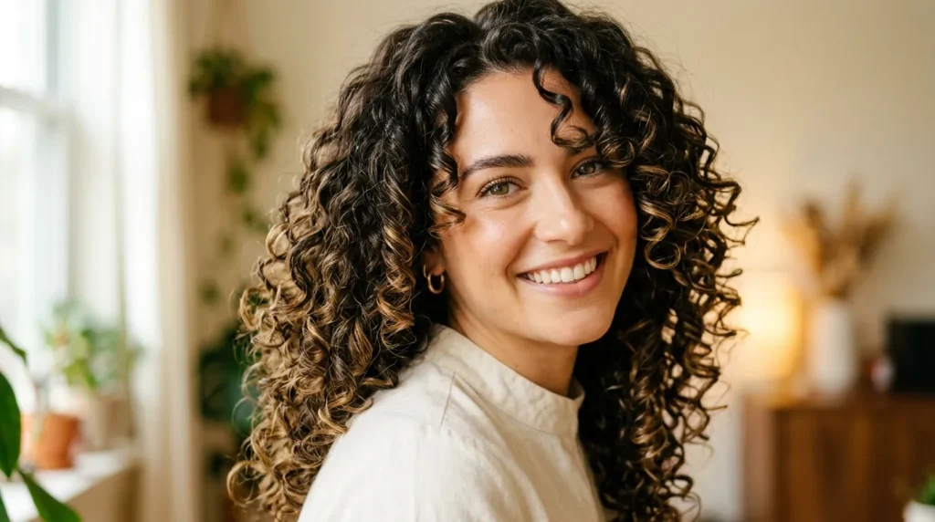face framing curly hair