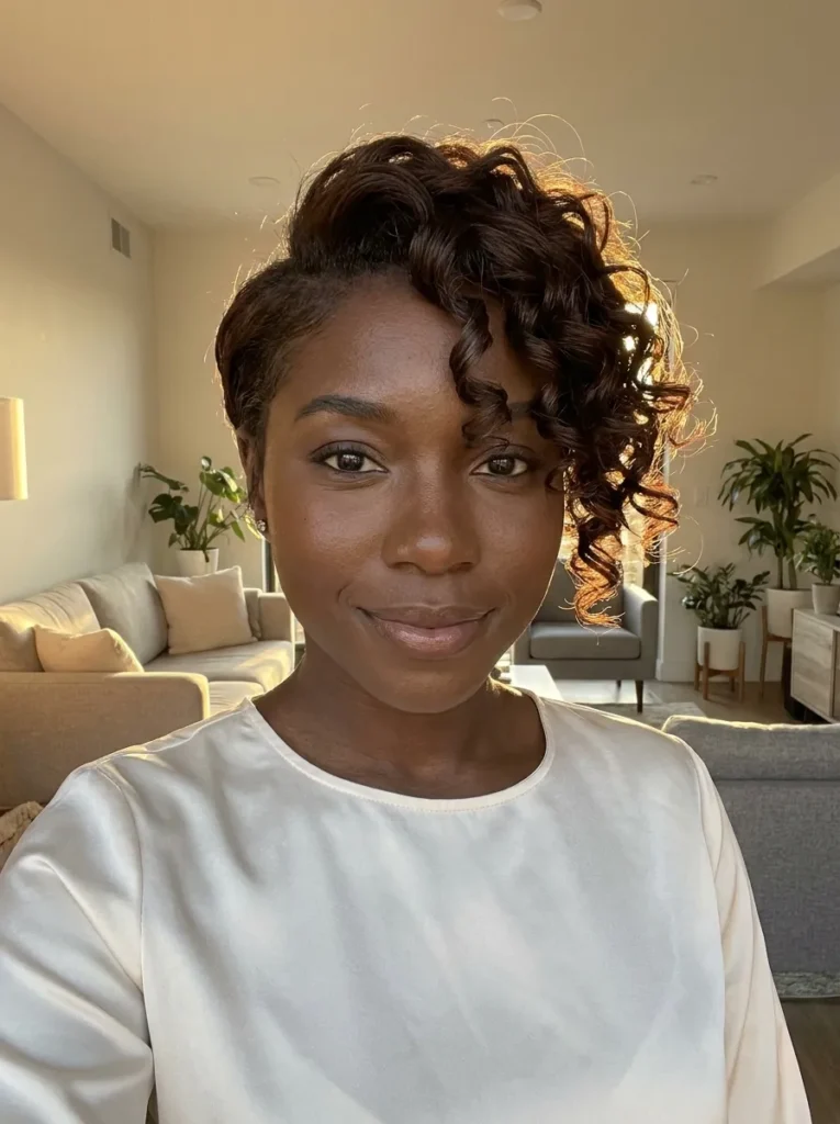 Asymmetrical Curly Pixie