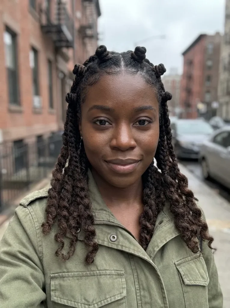 Braid Out With Bantu Knot Crown