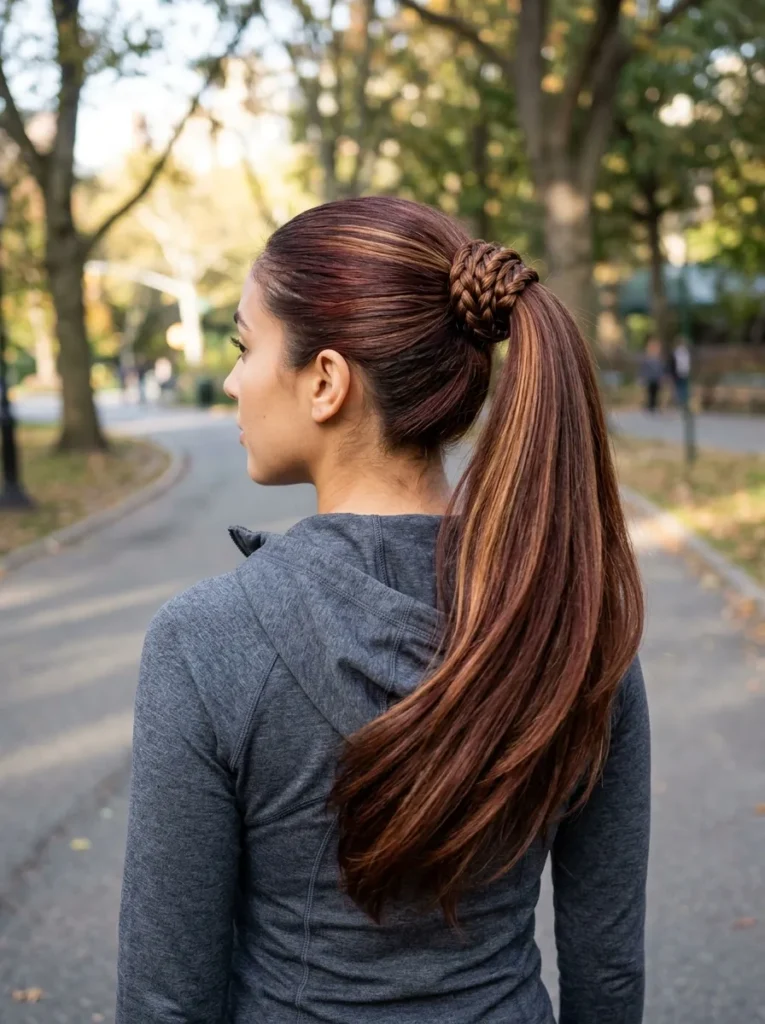 Braided Cherry Mocha Ponytail