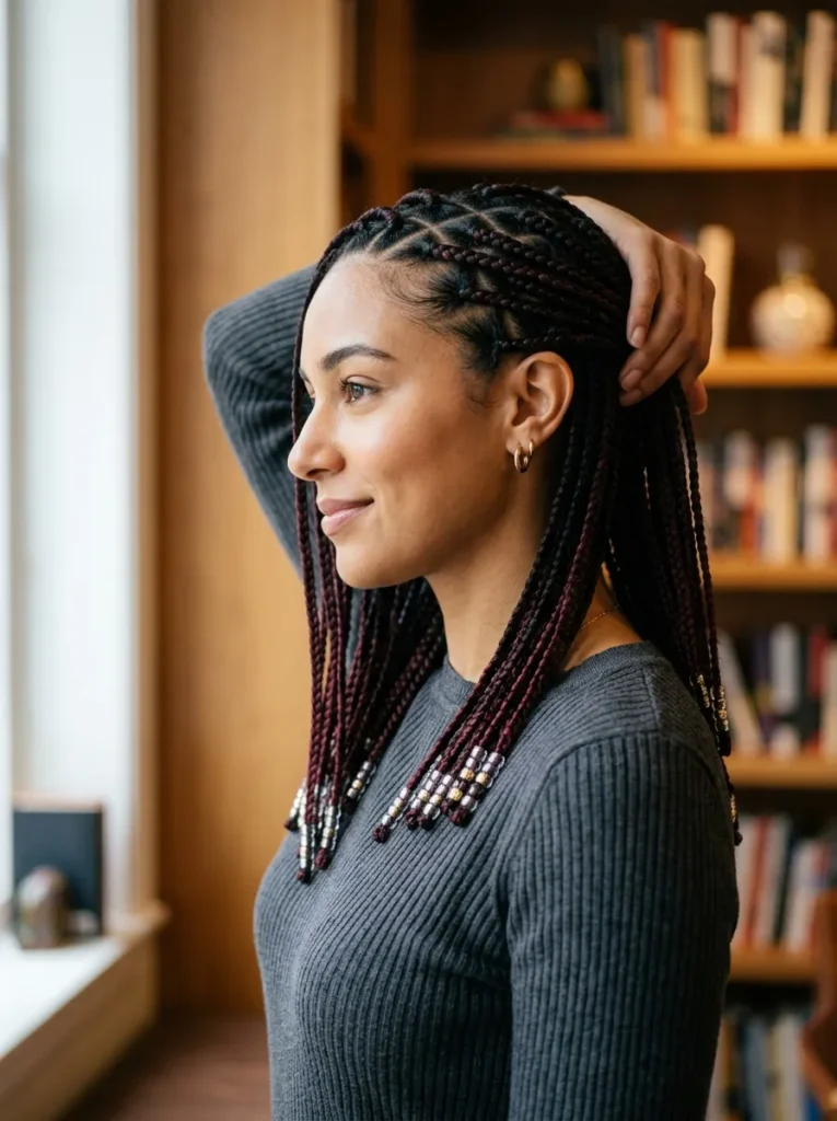 Burgundy Accent Braids