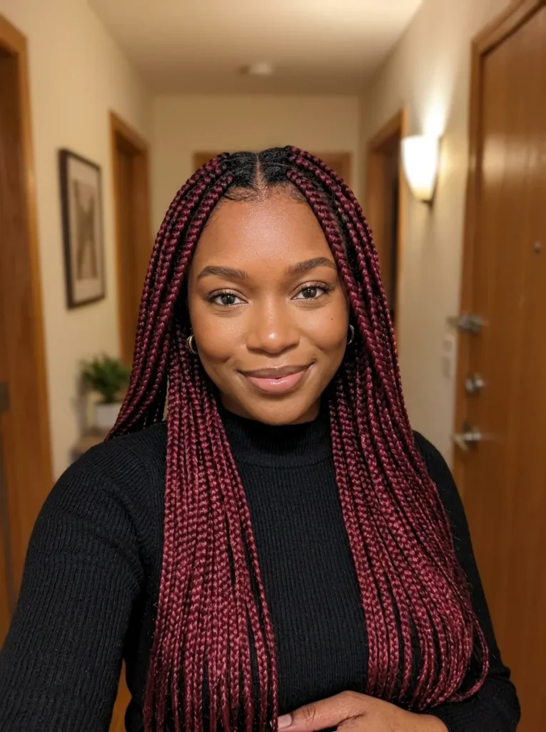 Burgundy Box Braids
