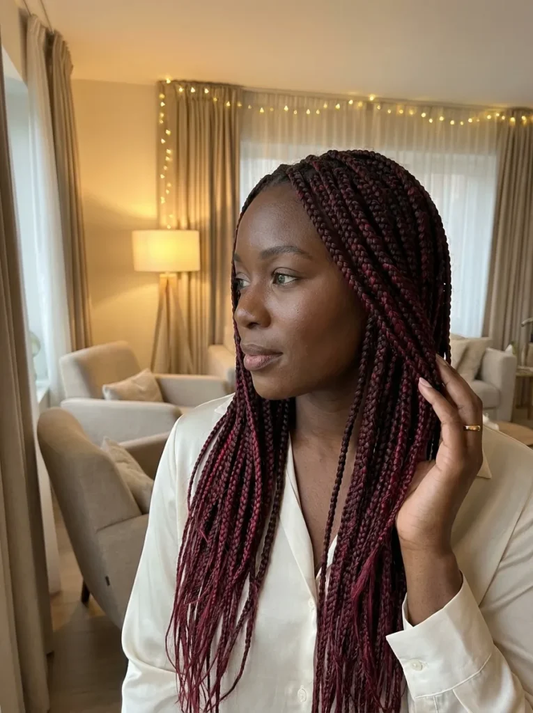 Burgundy Box Braids