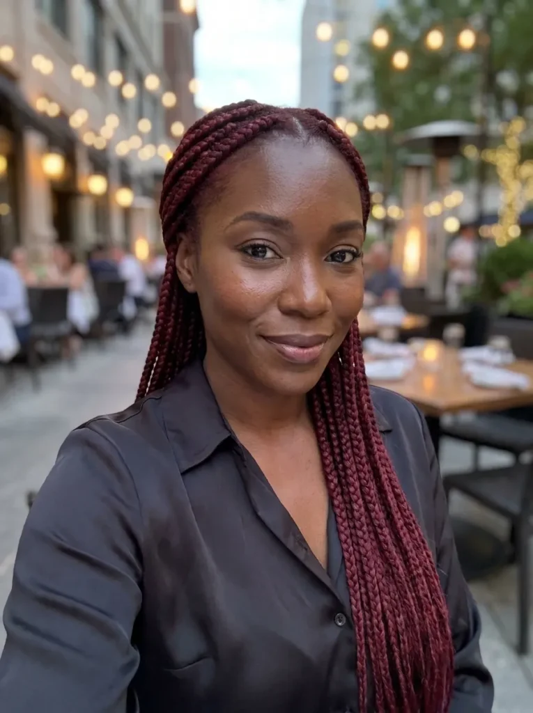 Burgundy Thigh-Skimming Braids