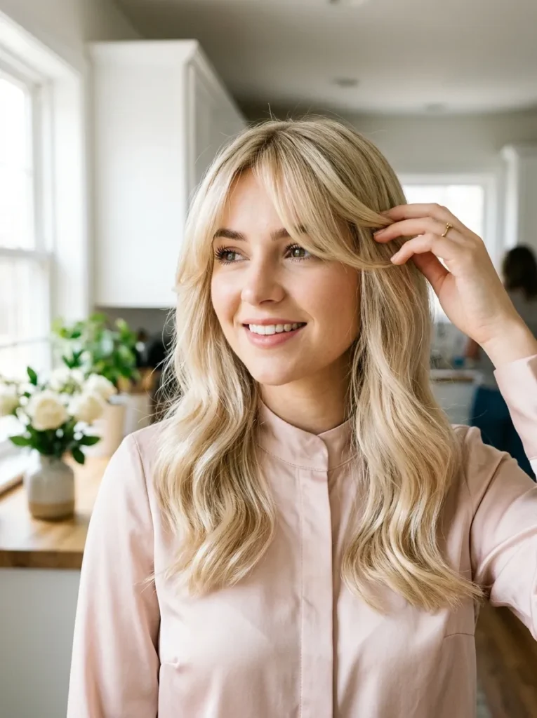 Buttercream Blonde Curtain Bangs