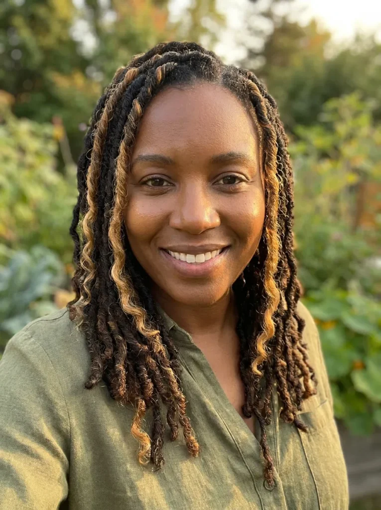 Caramel Highlights on Colored Locs on Black Women