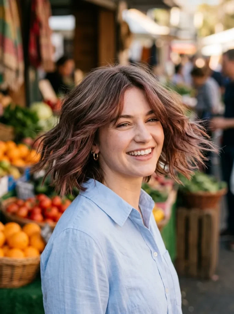 Cherry Mocha Shaggy Bob