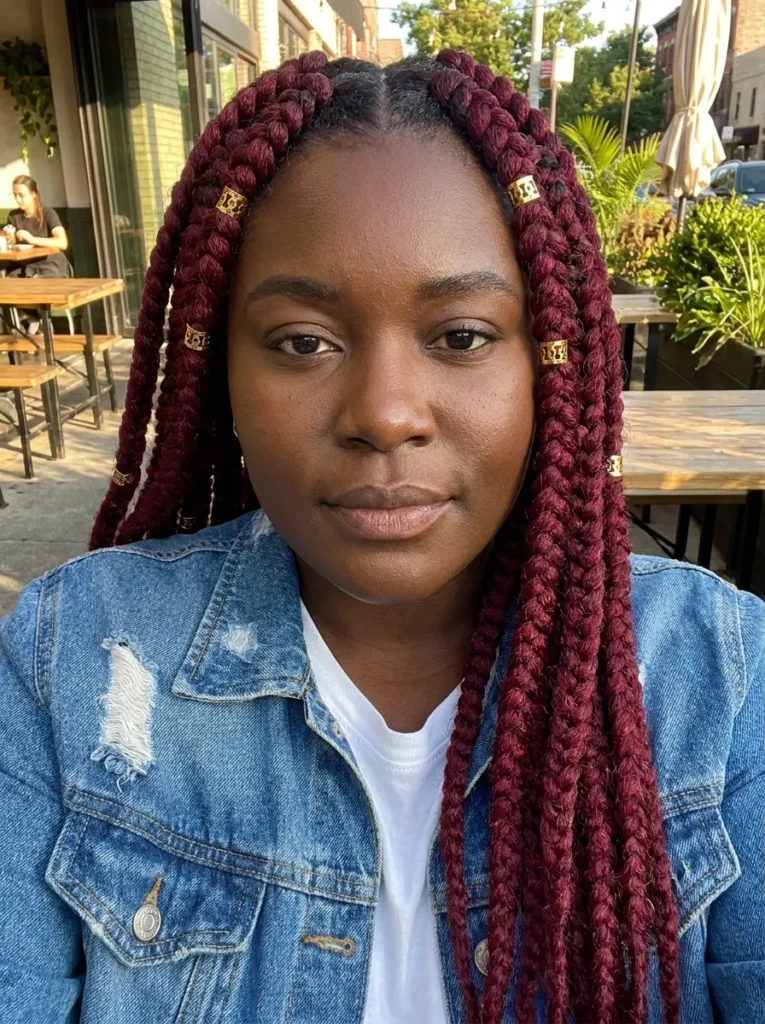 Chunky Burgundy Knotless Braids