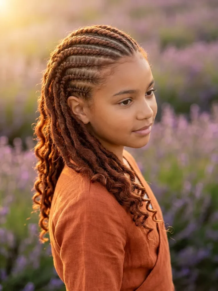 Cornrows with Goddess Locs Ends
