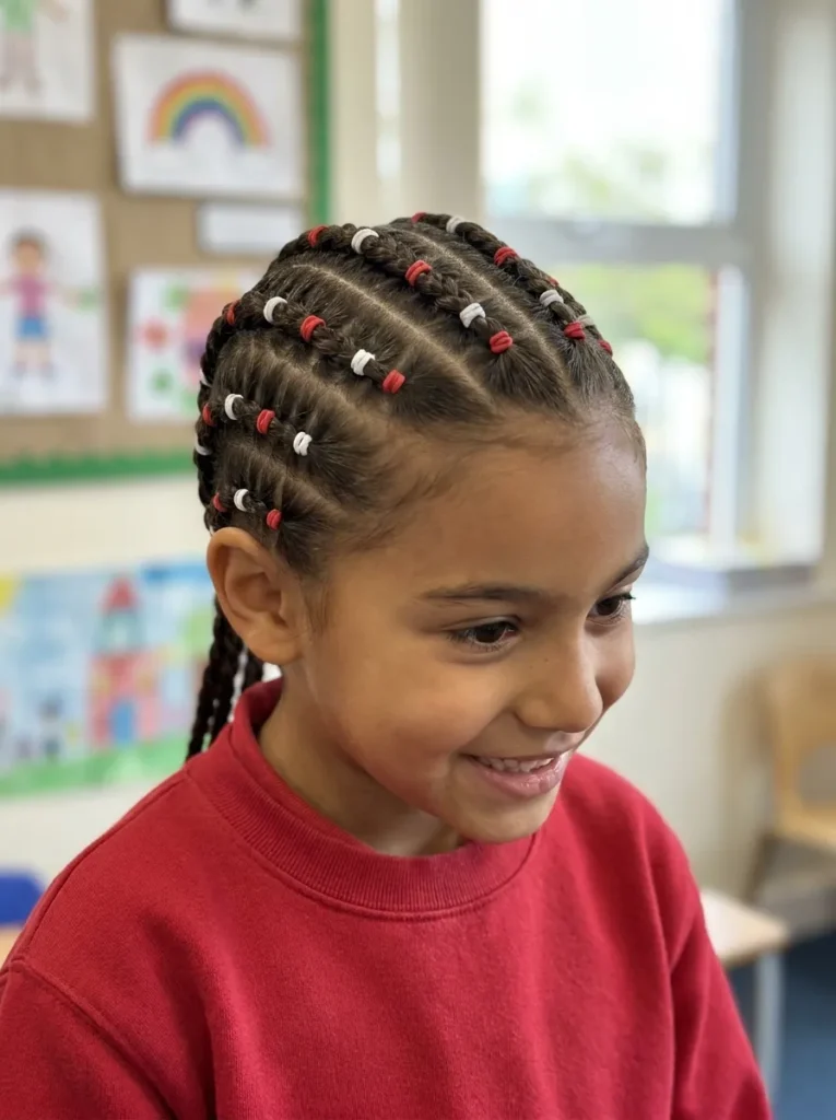 Cornrows with Rubber Band Accents