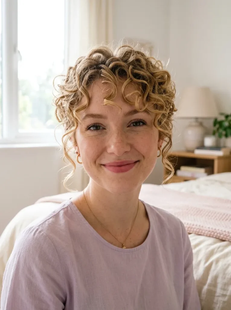 Curly Pixie with Face Framing