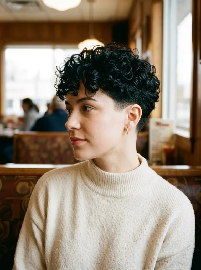 Curly Pixie with Tapered Nape