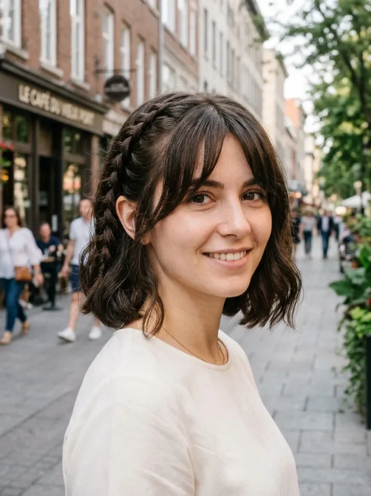 Curtain Bangs Braided Bob