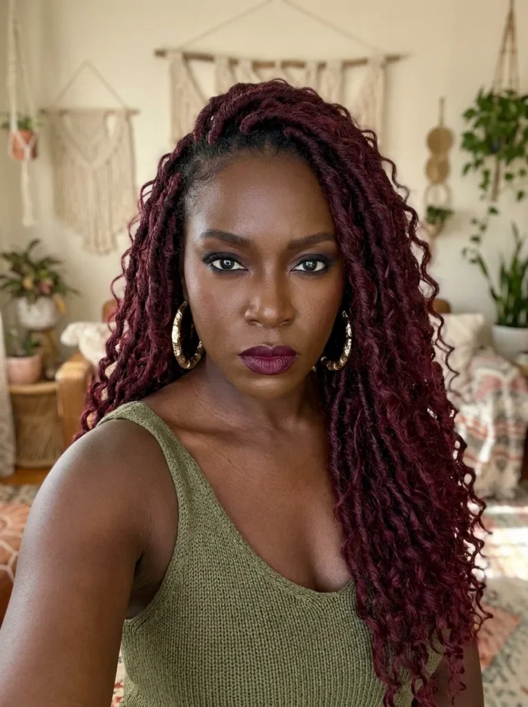 Deep Burgundy Boho Locs