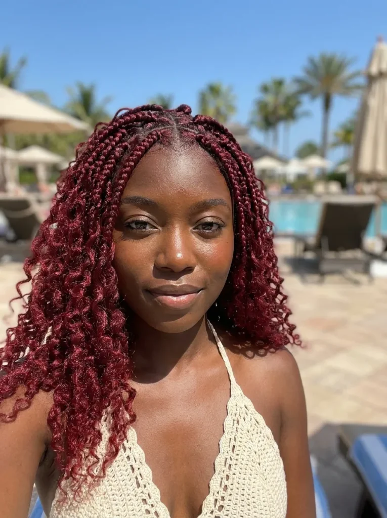 Deep Red Curly Braids