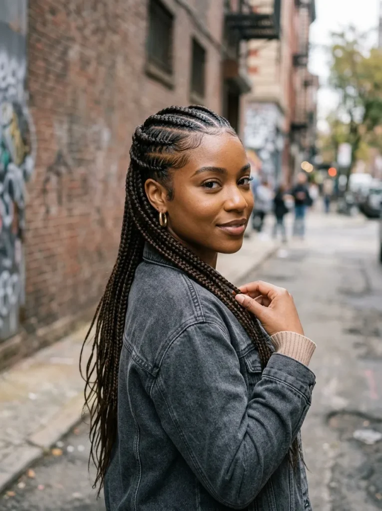 Feed In Braids Half Up