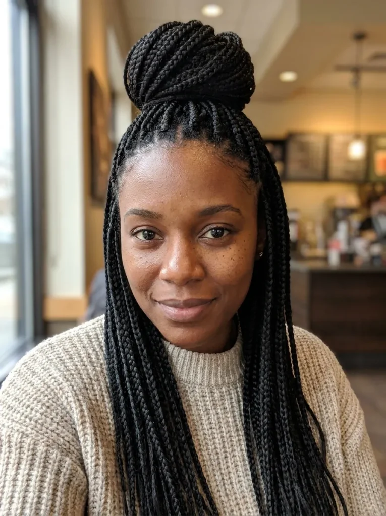 Half-Up Long Box Braids