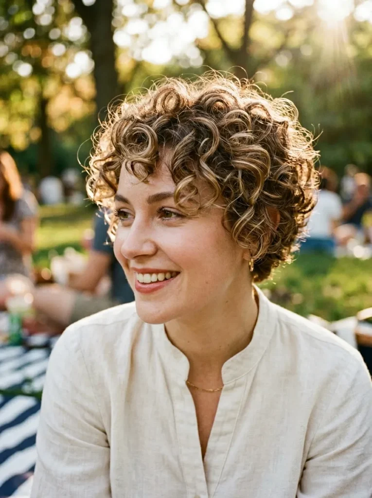 Highlighted Curly Pixie
