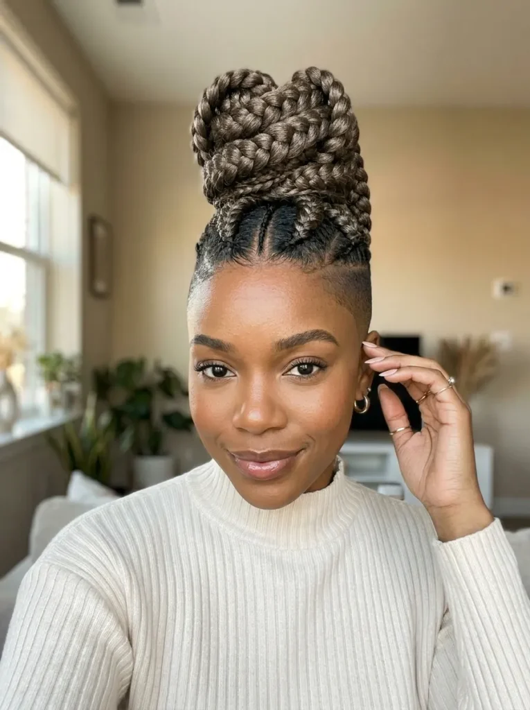 Jumbo Braids Bun Mohawk