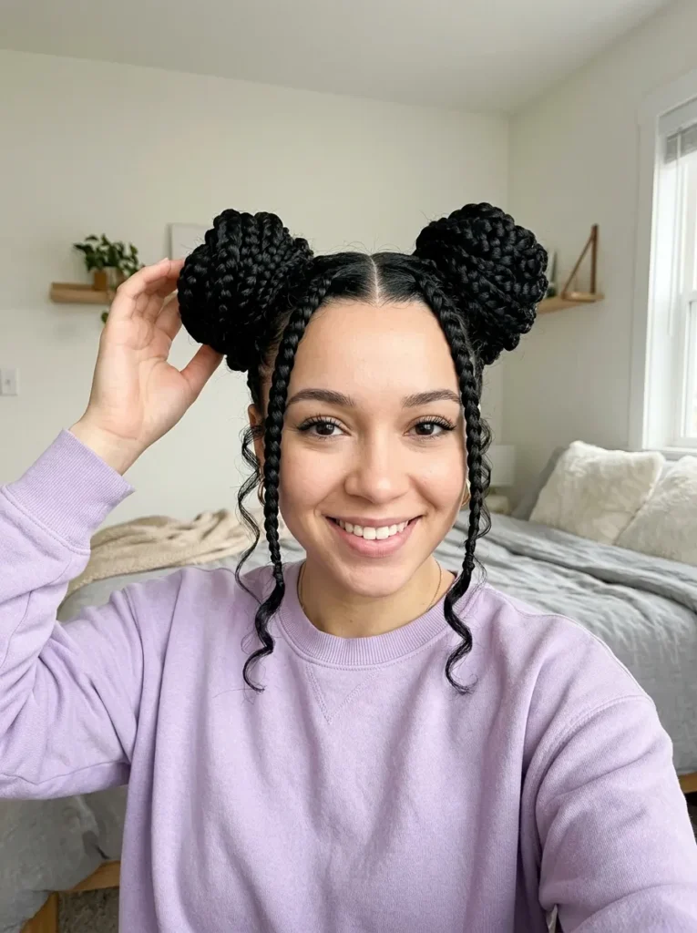 Jumbo Braids Space Buns