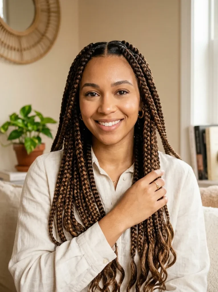 Jumbo Braids With Blonde Highlights