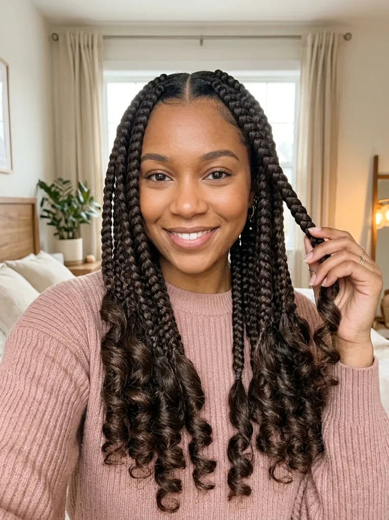 Jumbo Braids With Curls