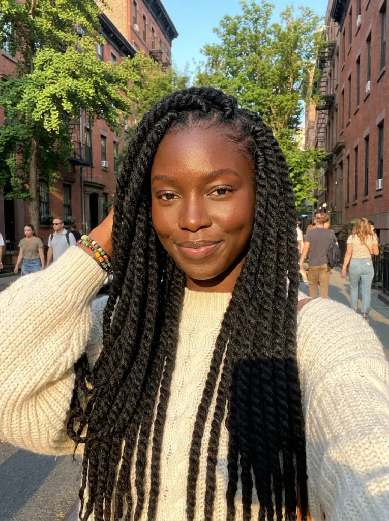 Long Black Yarn Twists