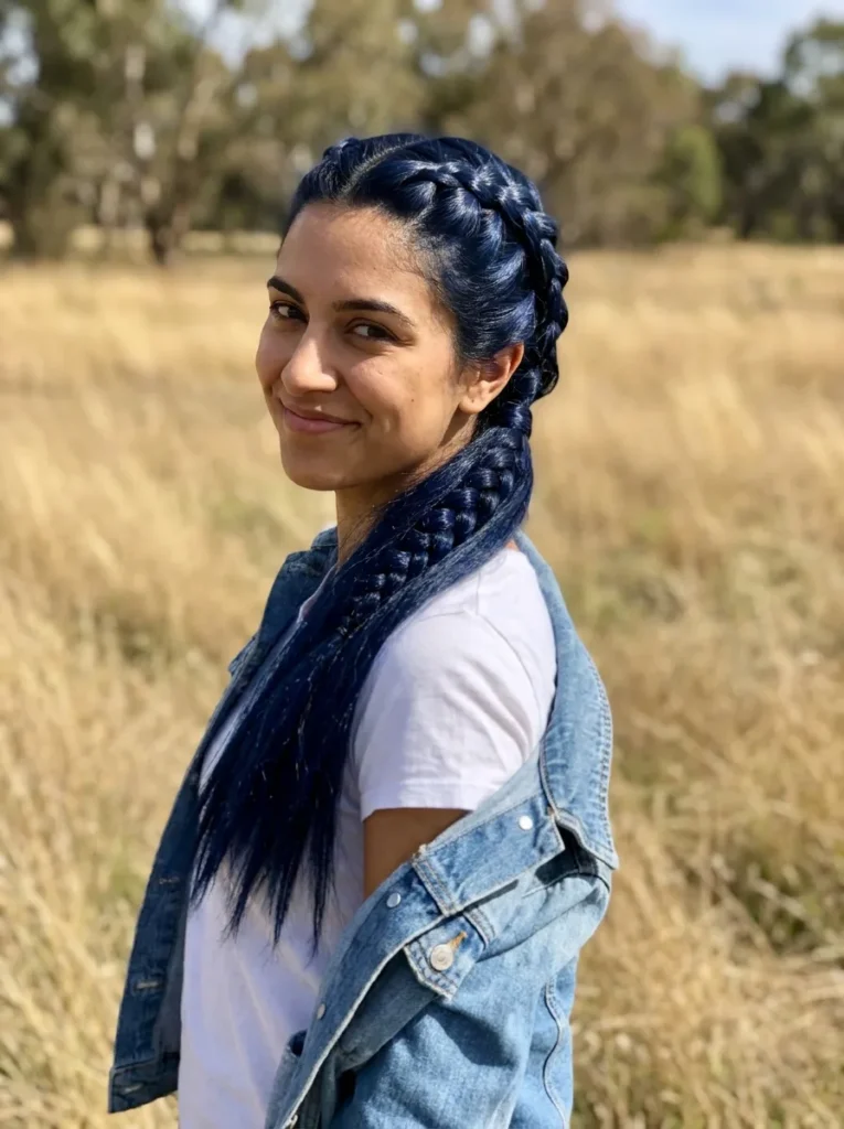 Navy Braided Ponytail