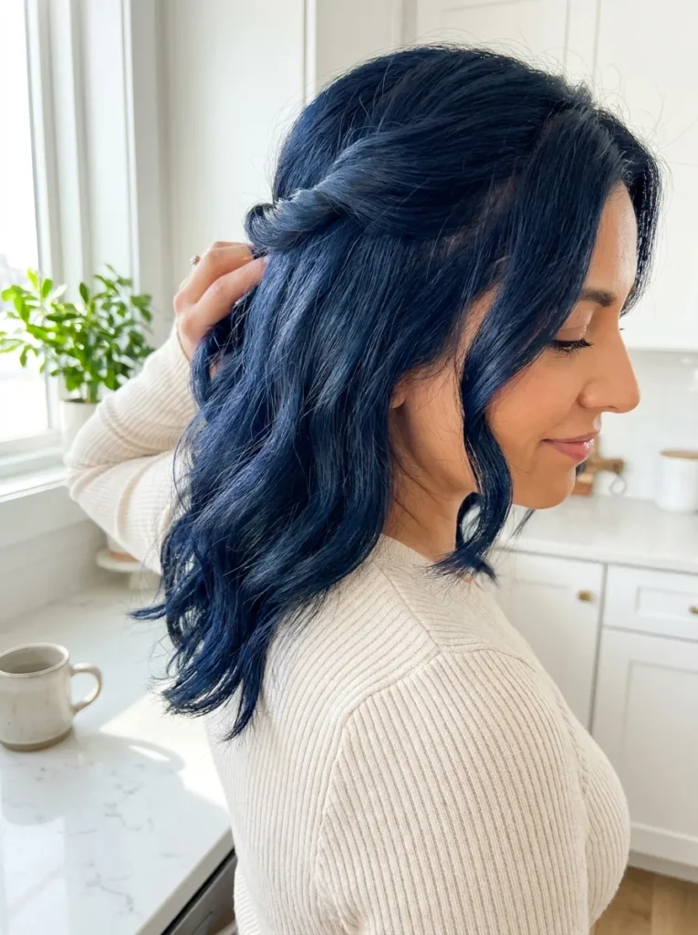 Navy Half Up Style