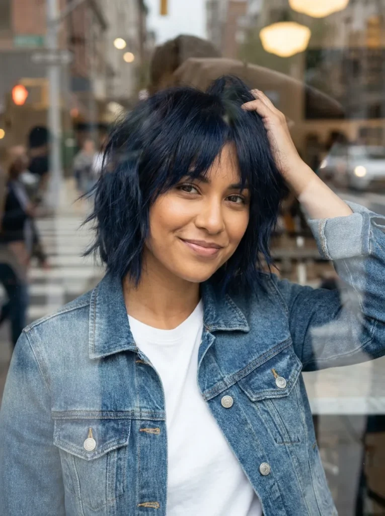 Navy Shaggy Bob