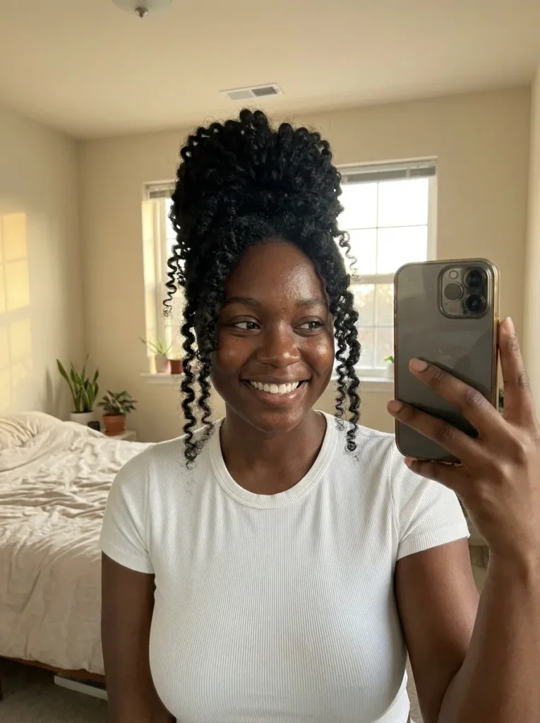 Pineapple Updo Braid Out