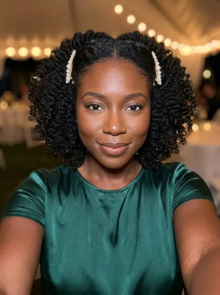Pinned-Back Curly Bob