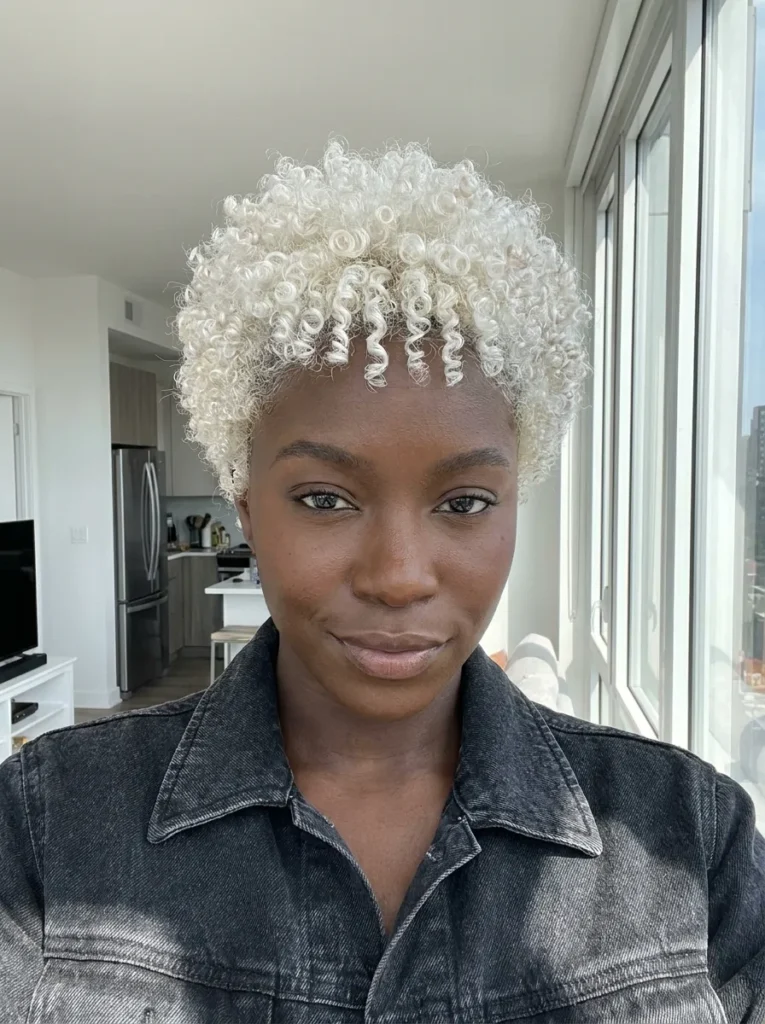 Platinum Blonde Coily Pixie